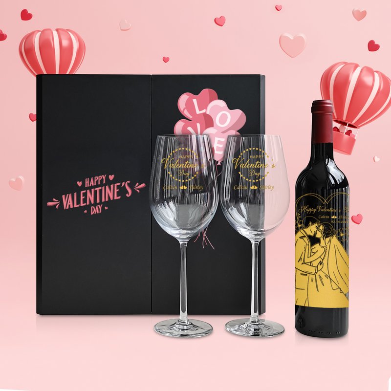 情人节精选|2人人像雕刻礼物 单支双杯西班牙红酒浪漫礼物 送女友 - 酒类 - 玻璃 