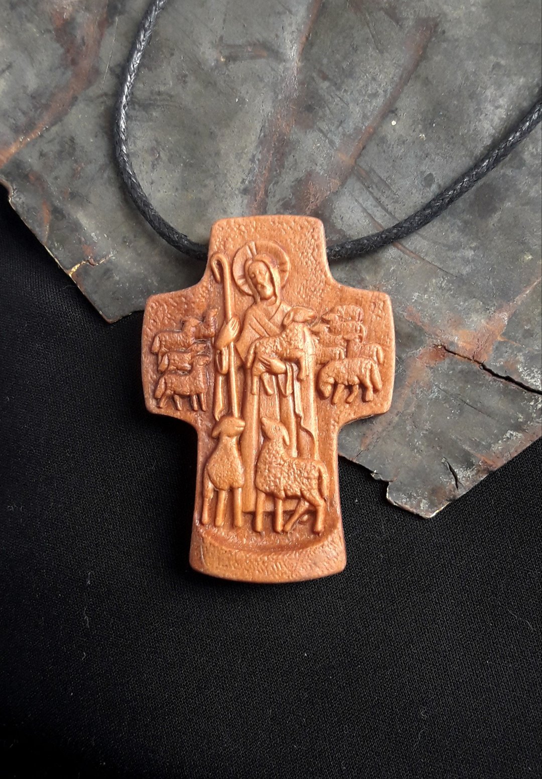 Ortodox pearwood cross Kind shepherd   cross wooden cross - 项链 - 木头 咖啡色