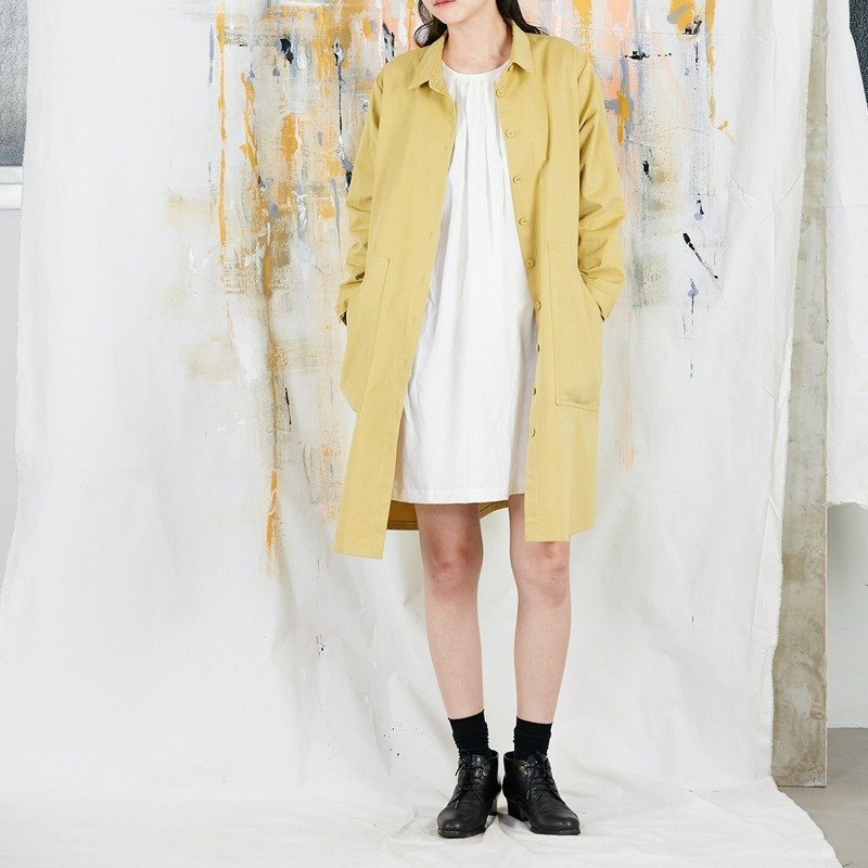 纯棉风衣衬衫外套 - 女装休闲/机能外套 - 棉．麻 黄色