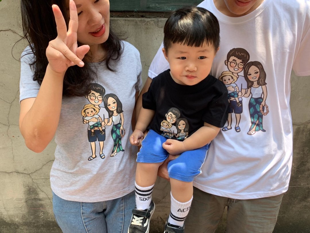 手绘【定制化衣服】专属下单专区 亲子装 情侣T 团体服 衣服订制 - 中性连帽卫衣/T 恤 - 棉 灰色