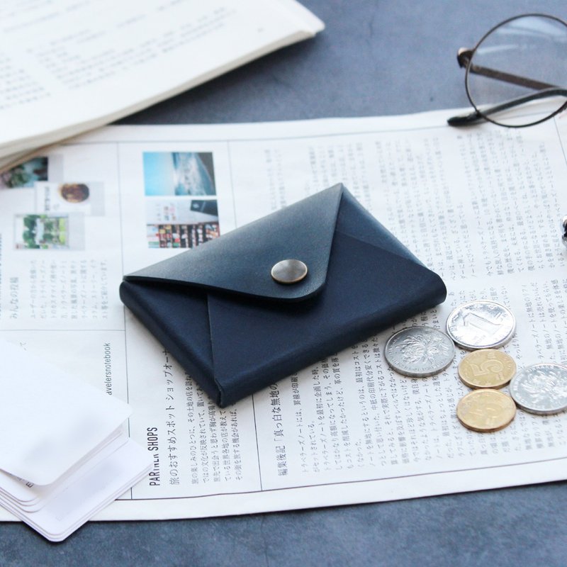 山海蓝大容量真皮名片盒 名片夹 卡包 卡夹 小皮夹 小钱包 零钱包 - 零钱包 - 真皮 蓝色