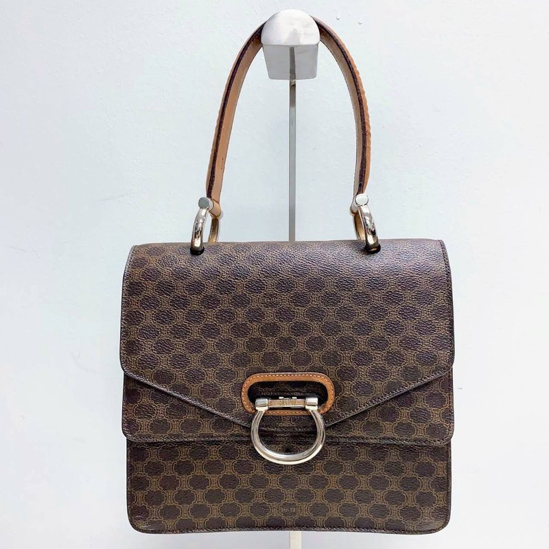 CELINE 复古 Macadam PVC 马衔扣皮革手提包 - 手提包/手提袋 - 其他材质 咖啡色