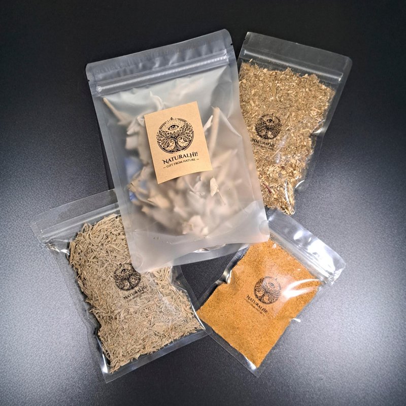 净化药草组合 | 秘鲁圣木、白鼠尾草、蓝鼠尾草、黑鼠尾草 - 香薰/精油/线香 - 植物．花 绿色