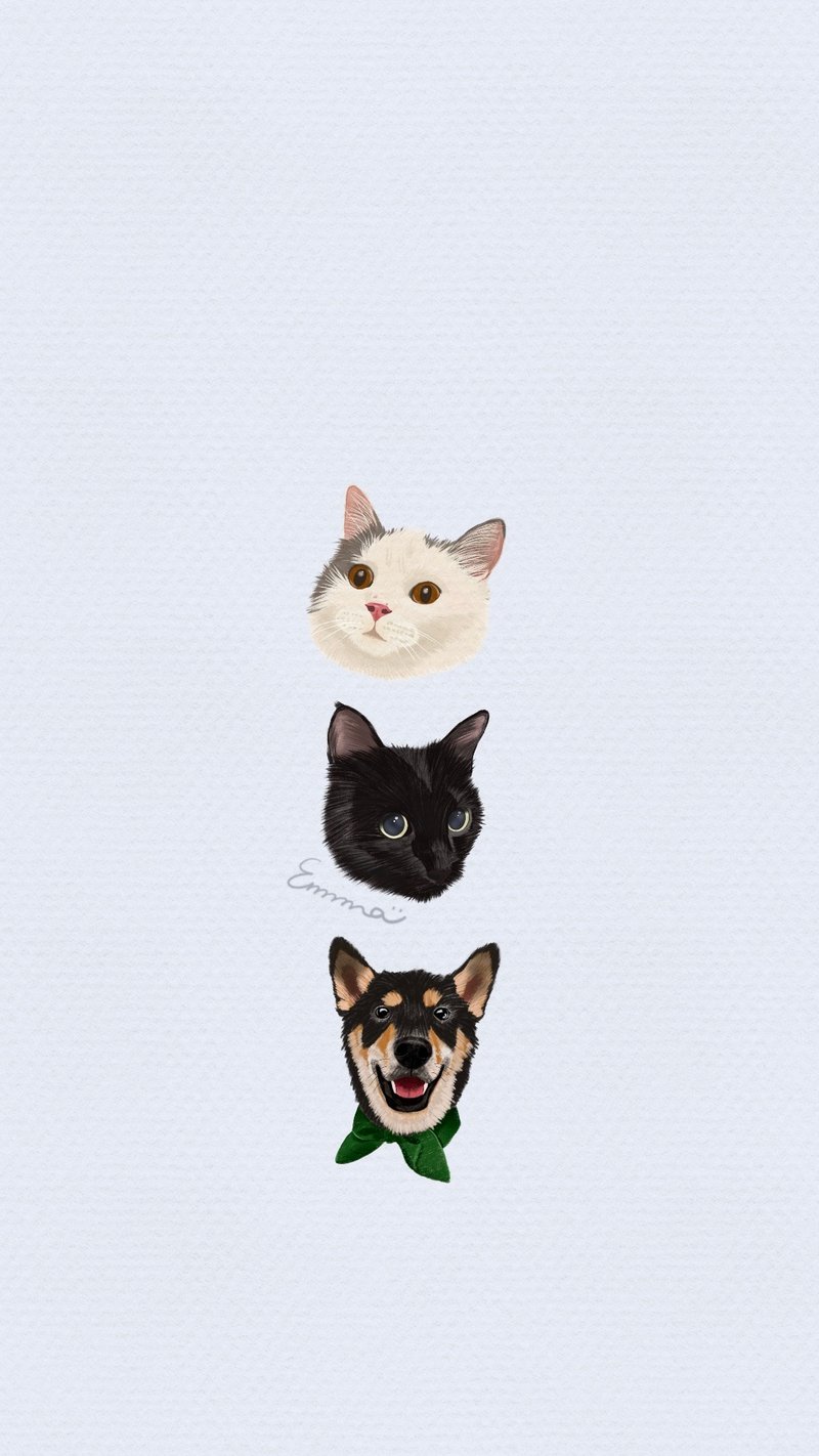 画你专属的壁纸 Q版似颜绘手机背景图 定制插画礼物 - 电子手绘真人画像/绘画/插画 - 其他材质 