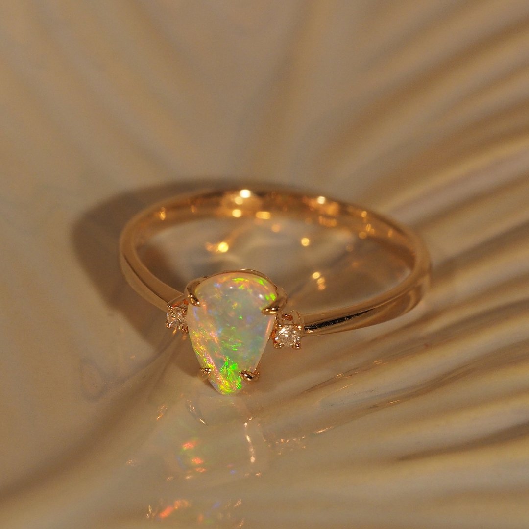 14K金蛋白石不规则戒指 14K Gold Opal Ring Irregular - 戒指 - 贵金属 