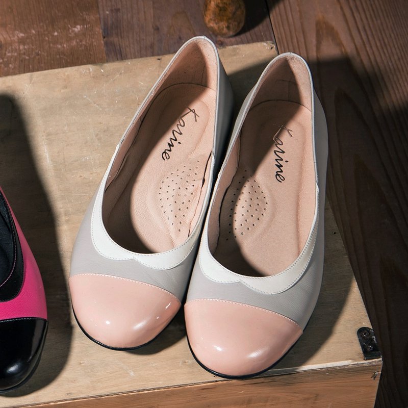 藕紫灰 真皮小领子平底鞋 零码特价 - 芭蕾鞋/娃娃鞋 - 真皮 