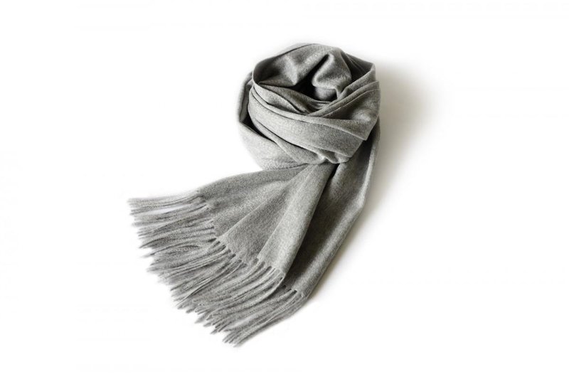 Superb gem · Oshu craftworks finest baby cashmere 100% large format shawl muffler Gray - 丝巾 - 棉．麻 灰色