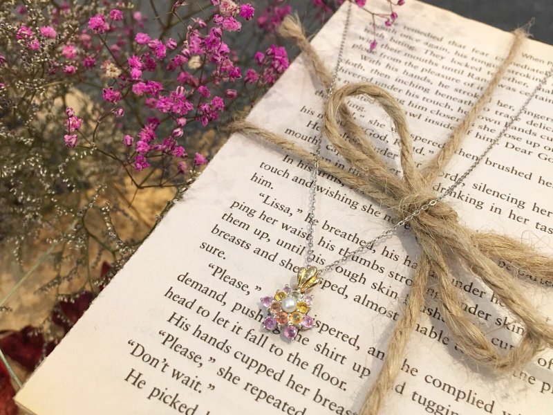 碧玺宝石 花开富贵荣华/14K金坠子 定制化设计订制 - 项链 - 贵金属 金色