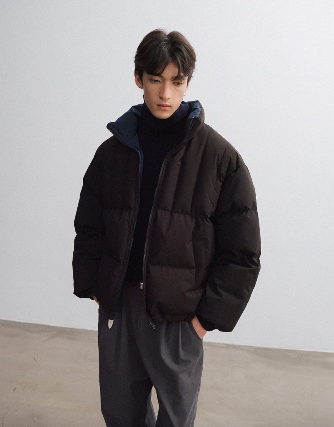 日系复古 90白鸭绒羽绒服 加厚保暖外套 - 男装外套 - 其他材质 黑色