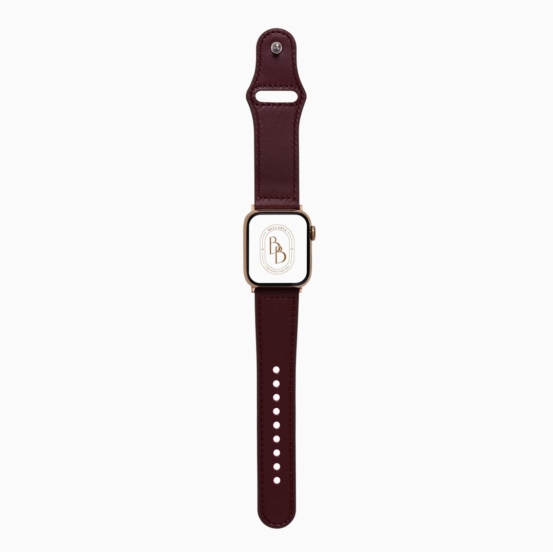 Apple Watch 典雅扣式系列 酒红色 真皮表带 7/6/5/4/3/SE适用 - 表带 - 真皮 红色