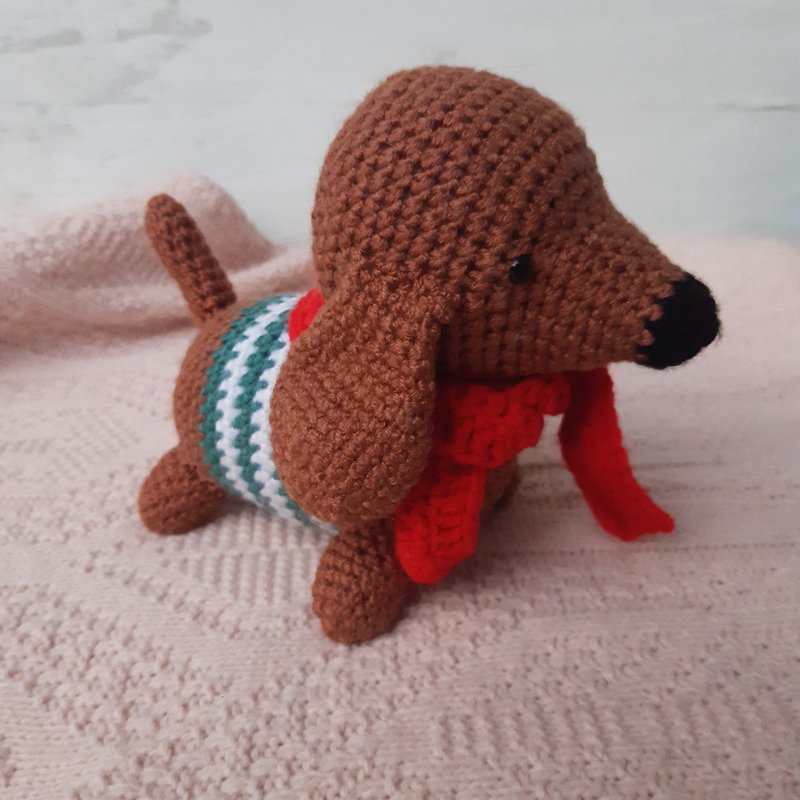 手工钩织腊肠狗 绒毛动物 填充玩具 动物造型玩具 (Amigurumi) - 玩具/玩偶 - 其他材质 咖啡色