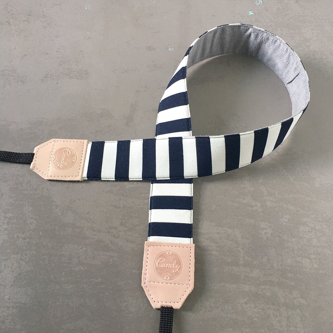 Navy and White Mirrorless or DSLR Camera Strap - 相机 - 棉 蓝色