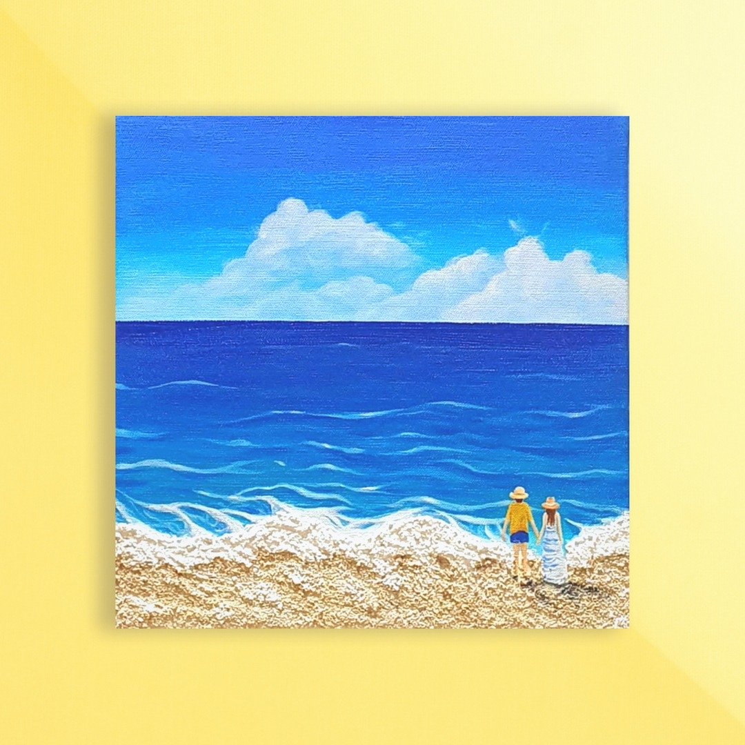 孵画室│台中画室│零基础绘画│肌理画│主题课程-一起看海去 - 插画/绘画/写字 - 棉 