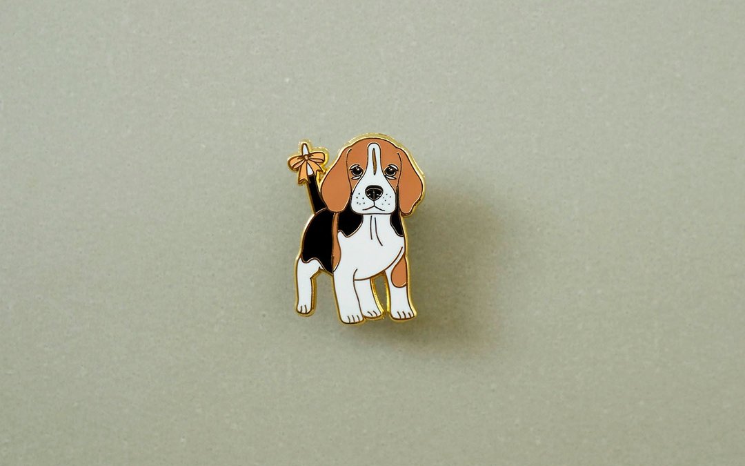 Beagle Enamel Pin, Badge, Brooch, Pin, Accessories - 胸针 - 珐琅 咖啡色