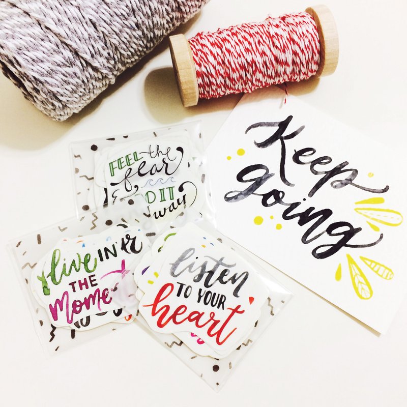 英文书法贴纸包套组 - 贴纸 - 纸 多色