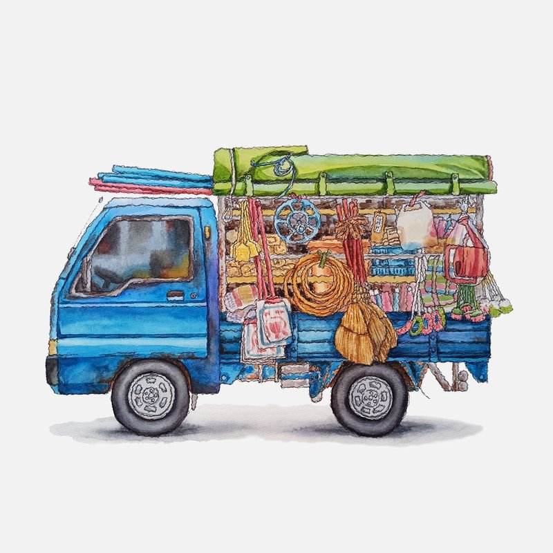 台湾感性-复古海报-移动杂货货车-艺术微喷/挂画/复制画 - 摆饰 - 纸 绿色