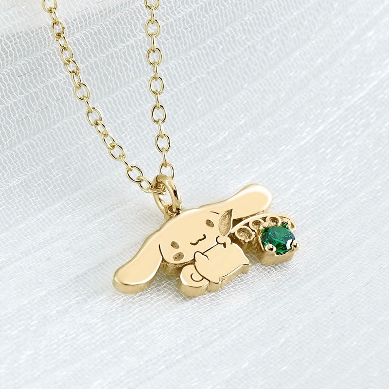 【定制化礼物】喜拿诞生花系列-大耳狗诞生石纯银项链-5月铃兰 - 项链 - 纯银 银色