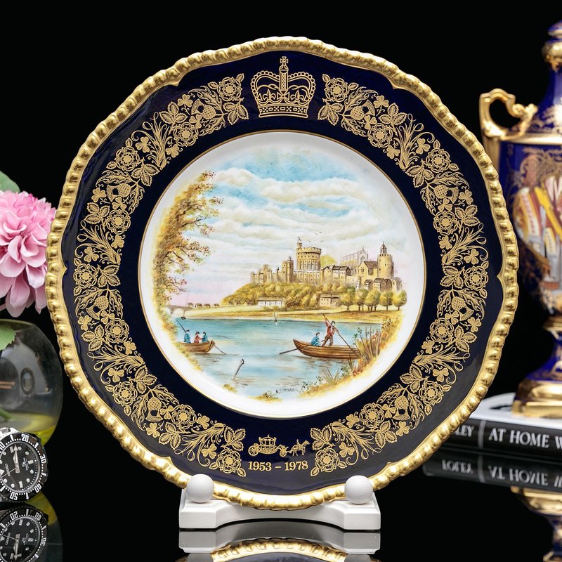 限量手绘 Wedgwood Coalport 温莎城堡 女王1978奢华骨瓷壁挂盘 - 摆饰 - 瓷 