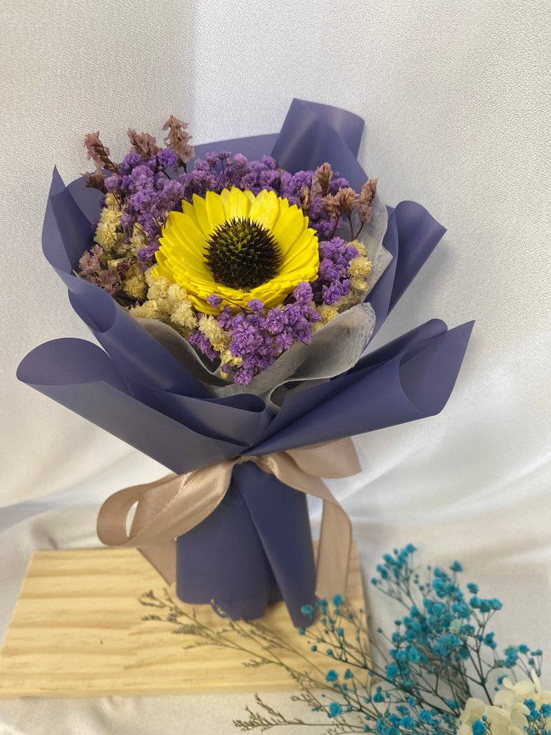 可扩香向日葵花束 毕业花束 毕业礼物 生日礼物 永生花束 - 干燥花/捧花 - 植物．花 紫色