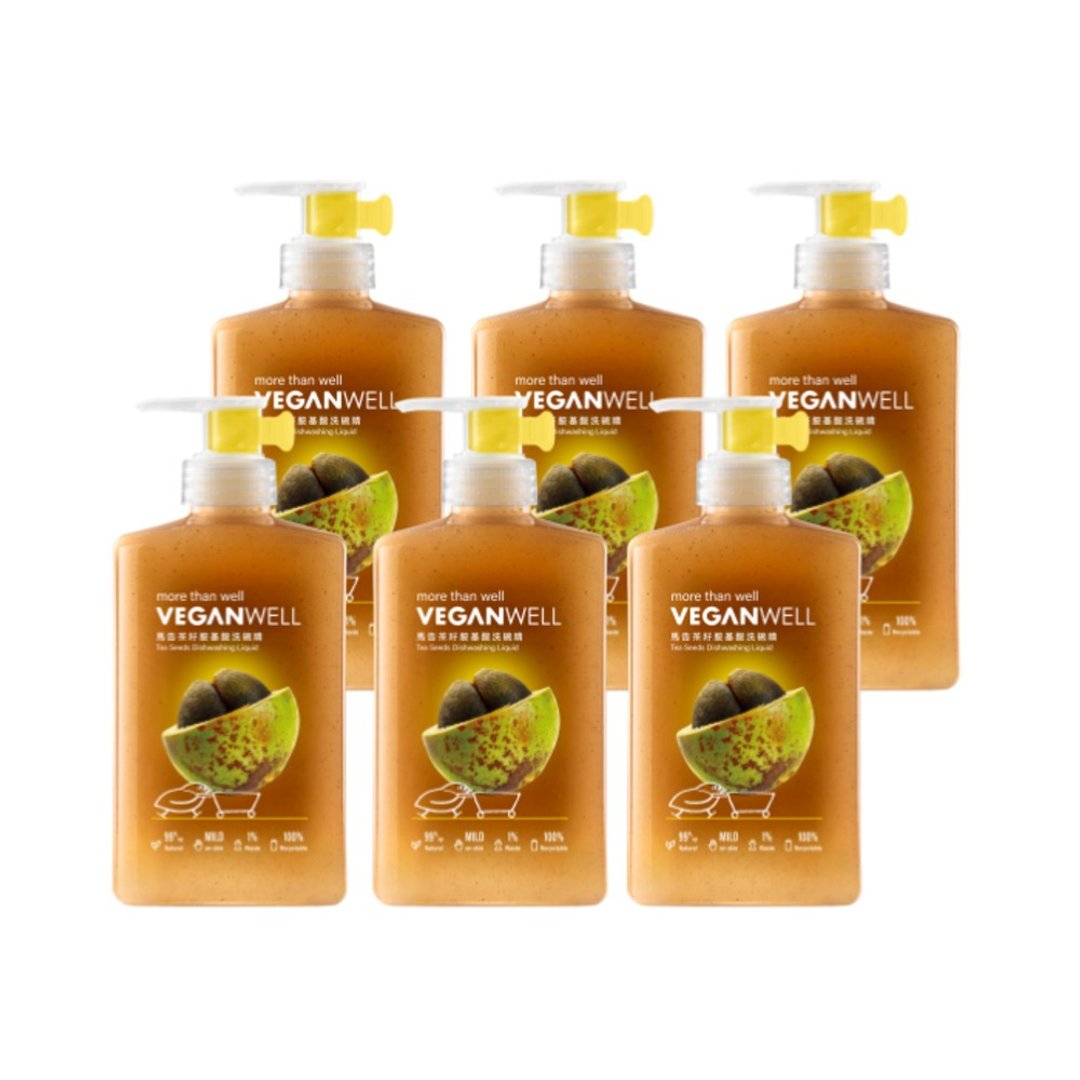 VEGANWELL 马告茶籽胺基酸洗碗精 500mLx6【强力洁净】 - 碗盘清洁 - 浓缩/萃取物 黄色