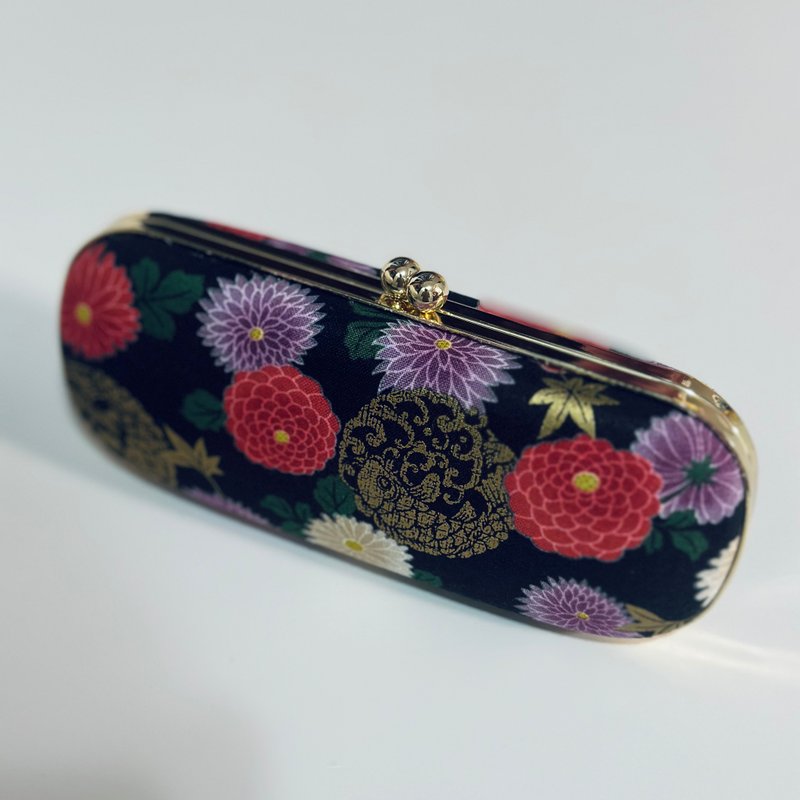 日式扇形眼镜盒/笔盒/首饰盒 - 铅笔盒/笔袋 - 棉．麻 黑色