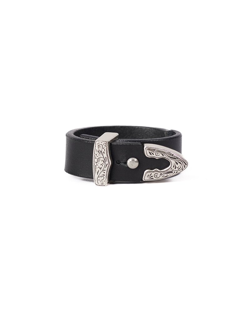 Django Bracelet|皮革手环|手链|手镯|定制化|植鞣革|西部牛仔 - 手链/手环 - 真皮 黑色