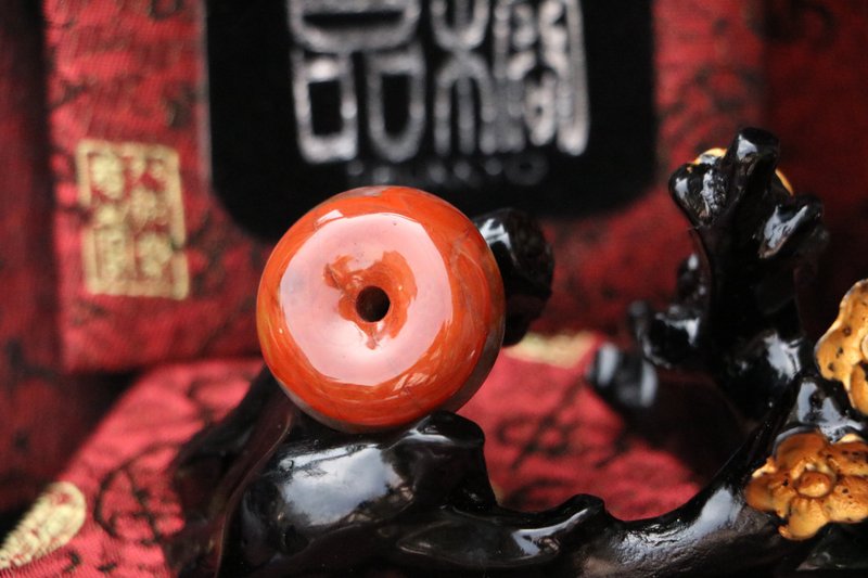 原矿战国红玛瑙平安扣吊坠 30mmX15mm 配饰DIY 战国红平安扣 吊坠 - 项链 - 玉石 