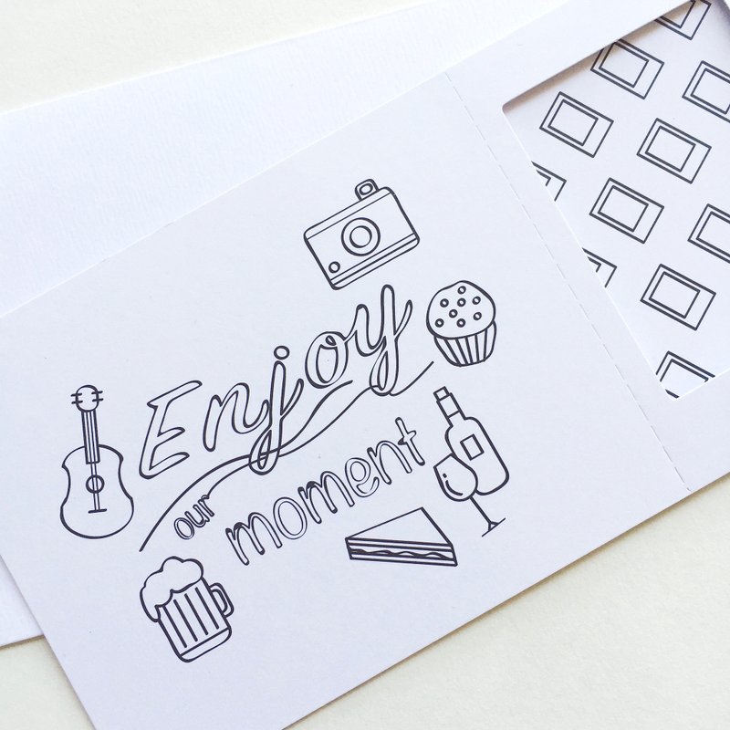 Pin Cards - Coloring / 我们的时光 - 彩绘 相框卡‘ 2张以上包邮喔！（含）’ - 卡片/明信片 - 纸 白色