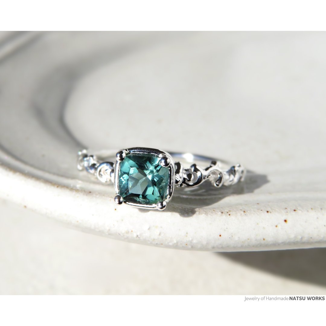 蓝绿碧玺戒指 / Blue Green Tourmaline Ring 222 - 戒指 - 宝石 蓝色