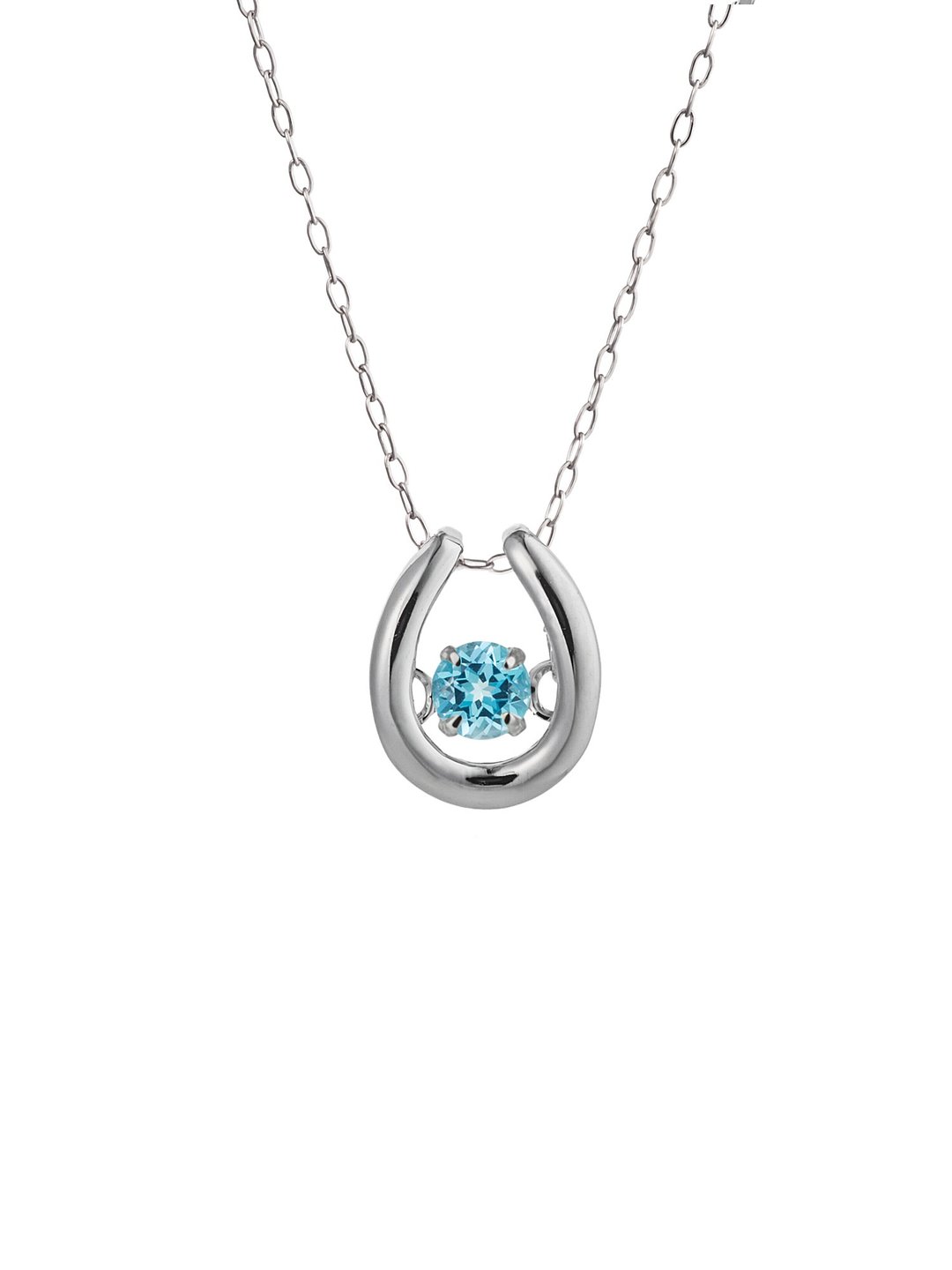 November Birthstone/Natural Blue Topaz K10WG 10K White Gold Petite Necklace Dancing Stone with Certificate of Authenticity - 项链 - 其他金属 蓝色