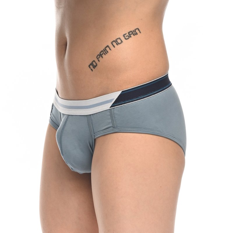 性感中低腰三角裤 - 灰蓝色 - 男士内衣裤 - 棉．麻 蓝色