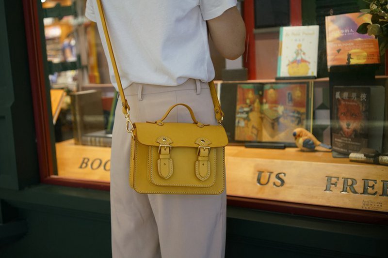 复古迷你劍橋包 高端进口真皮斜挎包 DIY手作材料包 亲手制作礼物 - 皮件 - 真皮 