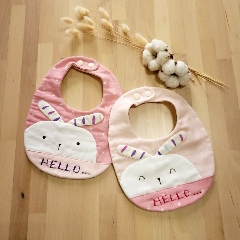 HELLO 大头系列 - 兔宝 / 手作围兜 / 弥月礼物 - 围嘴/口水巾 - 棉．麻 