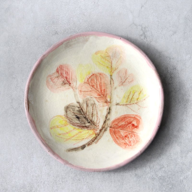 红叶秋意 手绘盘 - 盘子/餐盘/盘架 - 陶 橘色