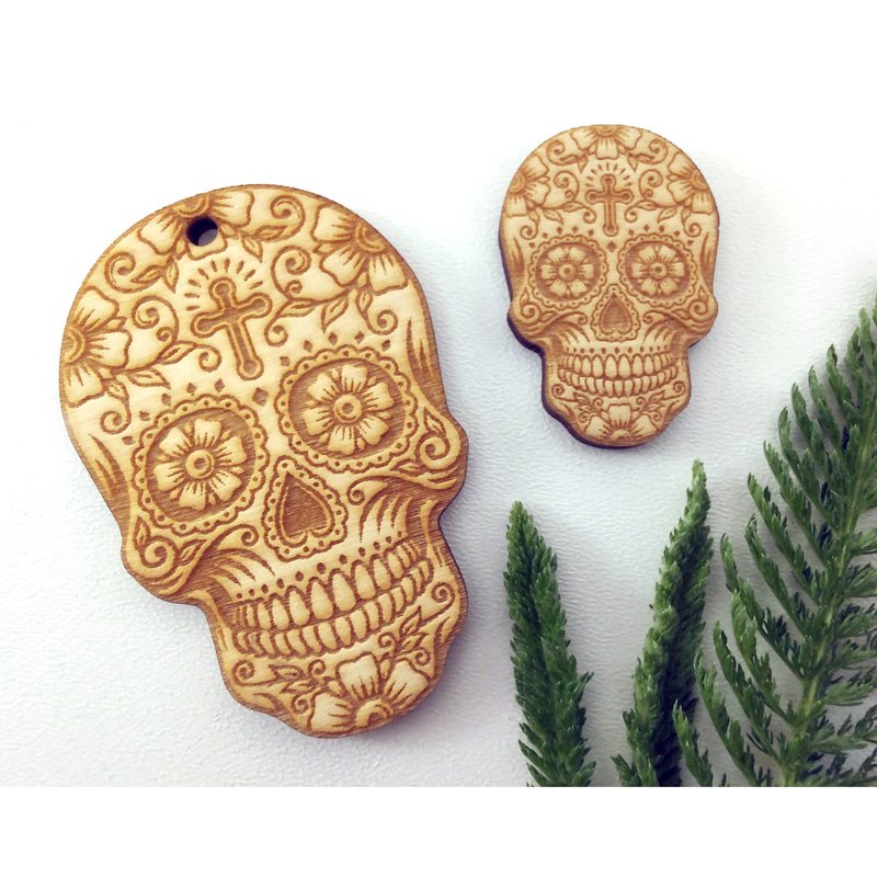 10 Pcs DIY unfinished skull blanks, Wood sugar skull, Jewelry blanks, Halloween - 其他 - 木头 
