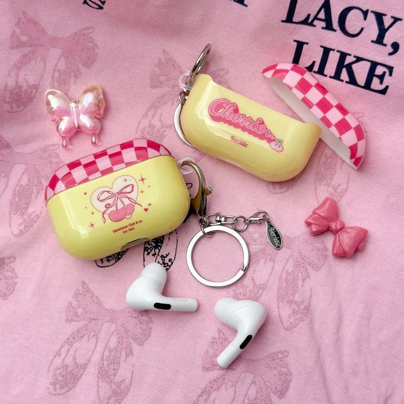【Ribbon Cherrie】全包 AirPods Case - 耳机收纳 - 硅胶 粉红色
