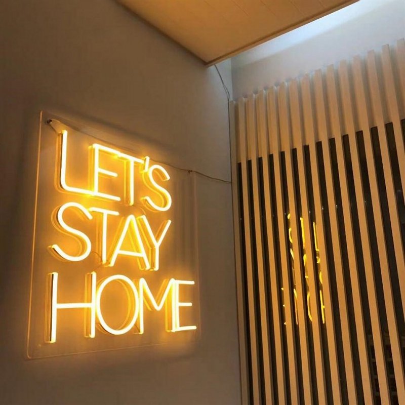 【提供定制】Let's Stay Home霓虹灯 LED发光字 手作礼物 - 灯具/灯饰 - 压克力 透明