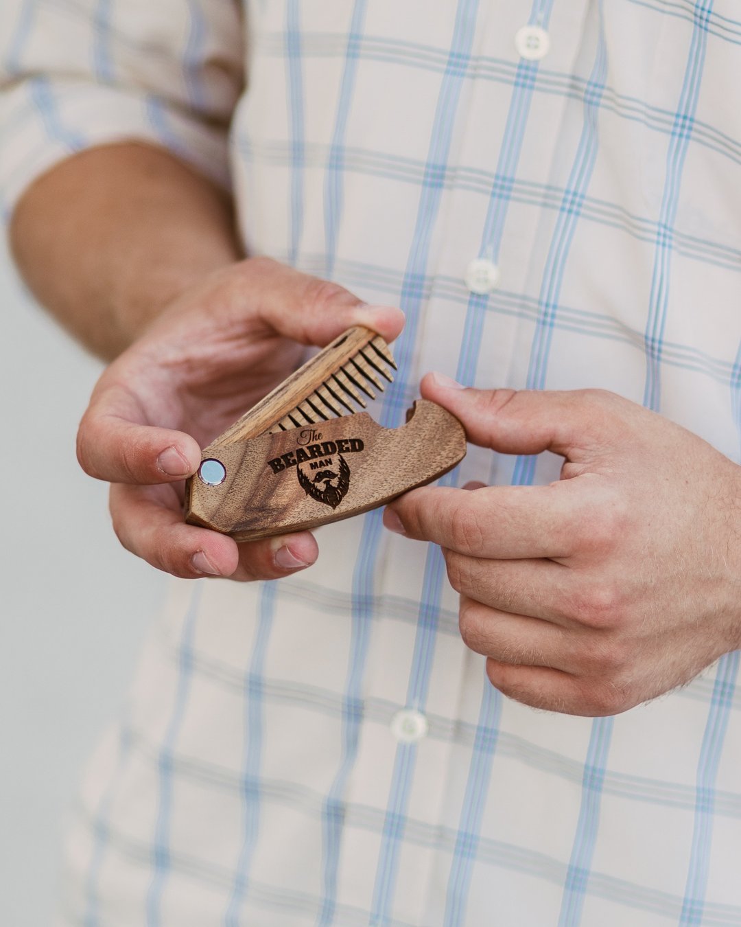 Handmade Beard Care Comb, Beard Care Set, Beard Brush Mustache, Fathers Day Gift - 其他 - 木头 咖啡色