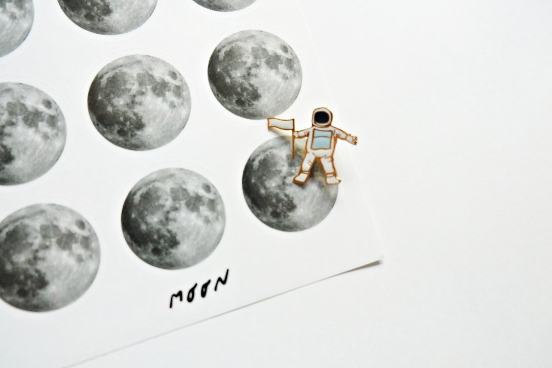 Moon Sticker - 贴纸 - 塑料 灰色