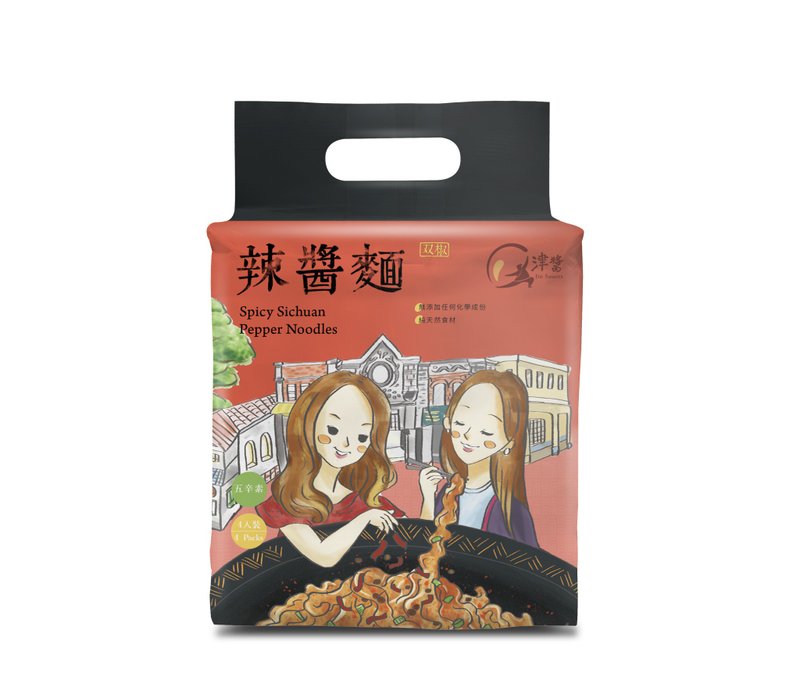 【津酱】双椒辣酱面 | 干拌面 椒麻酱 (4袋16入/箱) - 面/面线/米粉 - 新鲜食材 红色