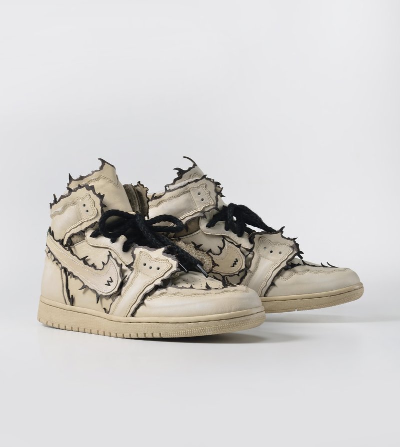Nike Air JORDAN 1 High-Cut WhiteSand 龙舌兰 改制(不含鞋) - 男款运动鞋/球鞋 - 真皮 白色
