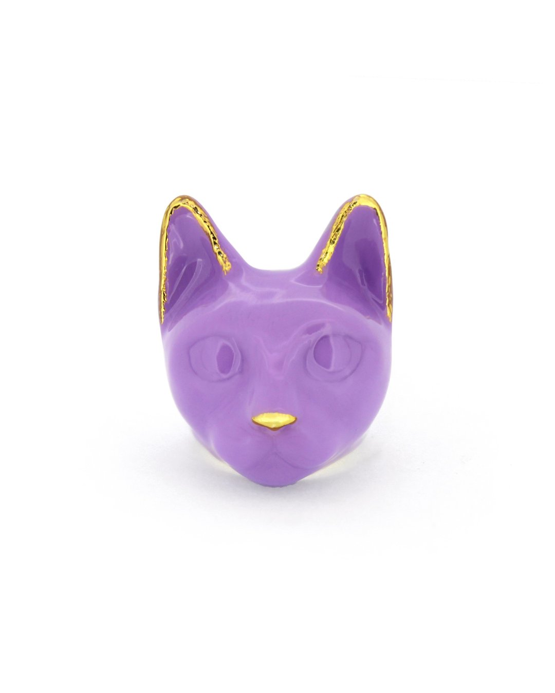薰衣草猫咪戒指 MurMurMarch 柔和紫罗兰色珐琅 猫咪戒指 宣言戒指 艺术 - 戒指 - 其他金属 紫色