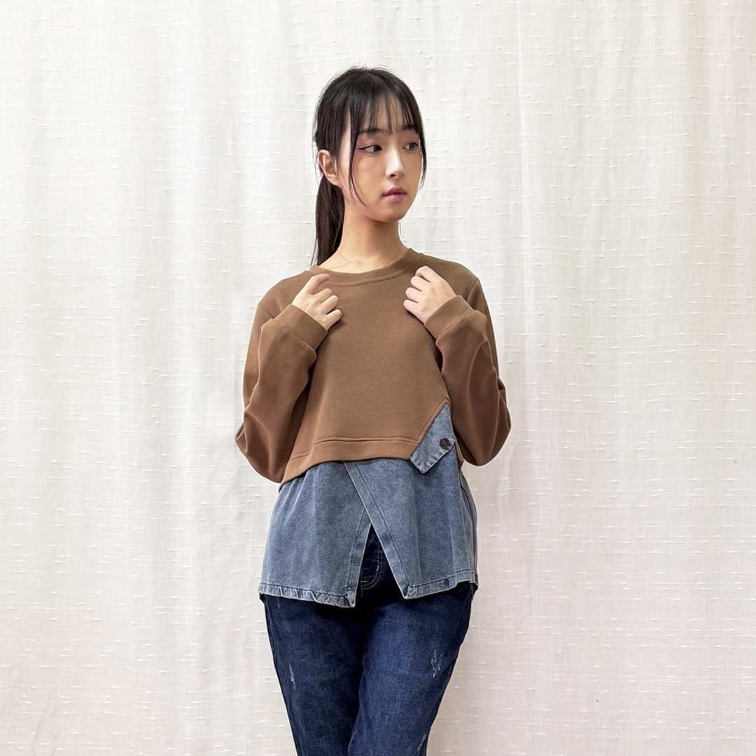 拼接造型下摆上衣 - 女装上衣 - 其他材质 