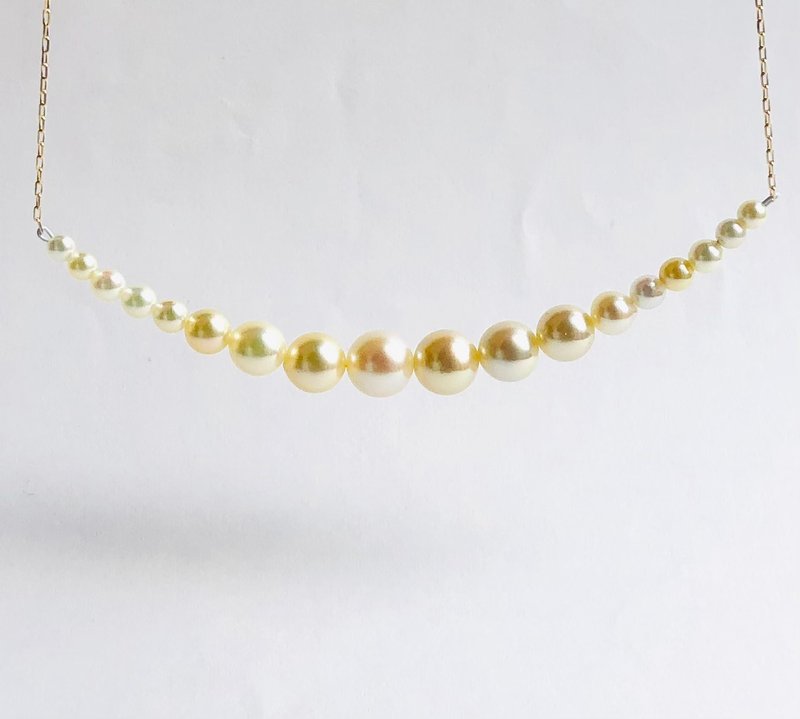 【有限公司价格】Akoya 珍珠渐层项链 750 海水珍珠 日本制 - 项链 - 珍珠 金色
