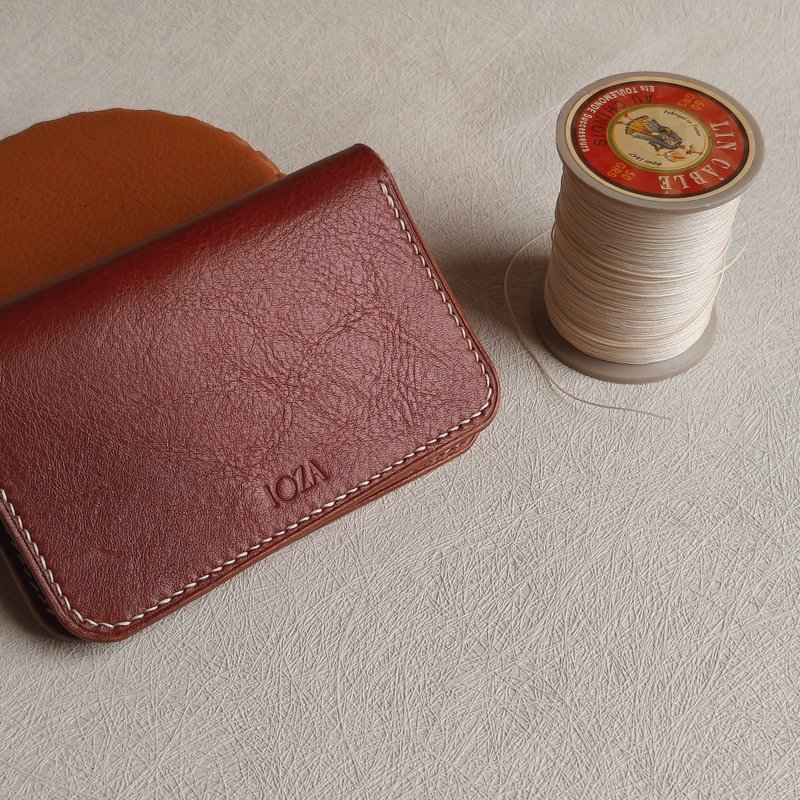 对折卡片夹 名片夹 职人手作 手缝线 意大利植鞣皮 双卡位 - 名片夹/名片盒 - 真皮 