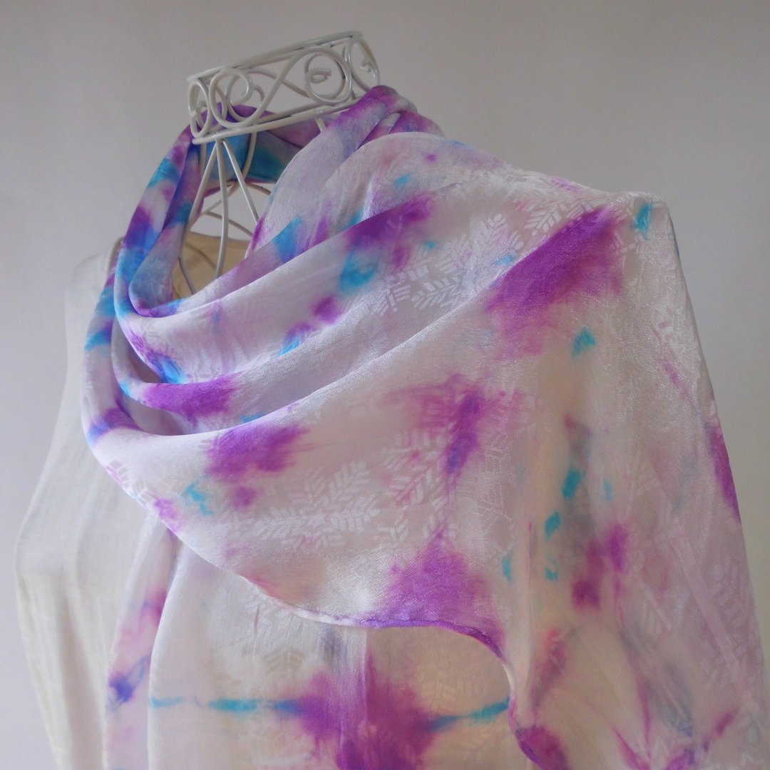 Tie Dye · Silk Short · Stall _ Flower blooming in snow · Purple _ 3 - 围巾/披肩 - 丝．绢 紫色