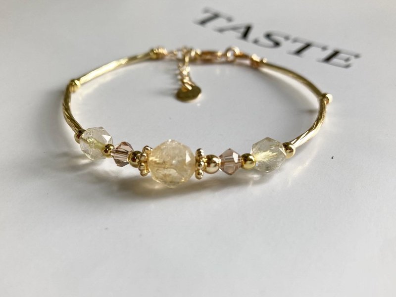 可定制水晶手链 招财水晶手环黄阿塞配金发晶 吸引财富提升能量 - 手链/手环 - 水晶 