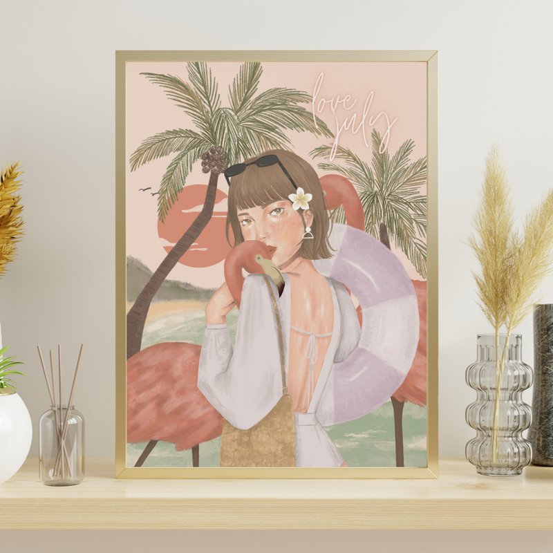 Luluise【July七月沙滩】A3/A4海报 水彩纸(不含相框) - 海报/装饰画/版画 - 纸 多色