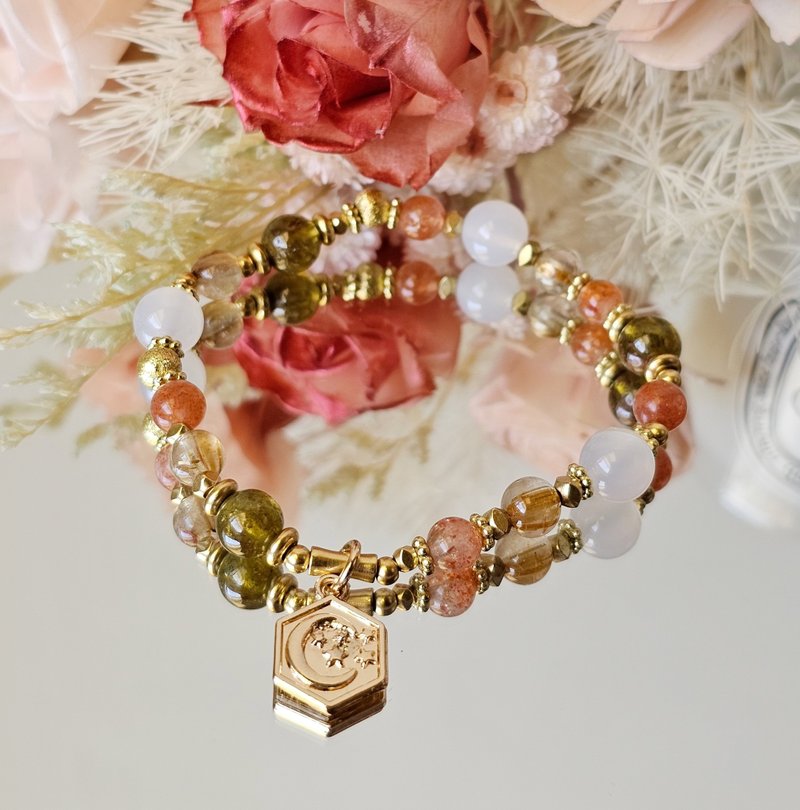 绿野仙踪-水晶手链- 绿石榴石/沙弗莱/钛晶/白玛瑙/太阳石/招财 - 手链/手环 - 水晶 多色