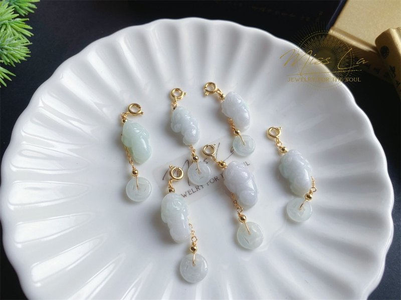 天然缅甸玉翡翠 三脚金蟾 招财 随意扣 可搭手链项链 礼物 - 吊饰 - 玉石 绿色